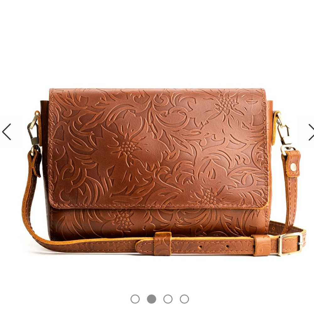 Portland Leather Embossed Brown Crossbody Bag